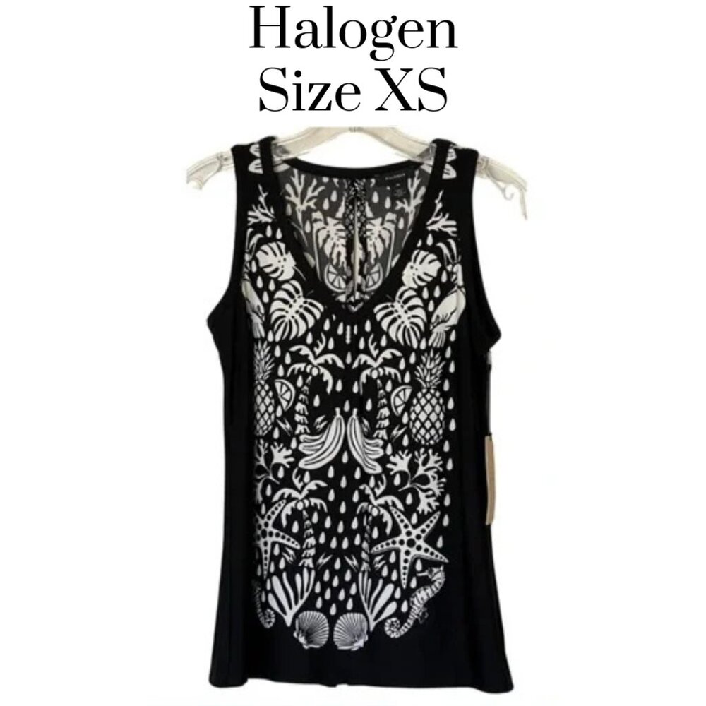 NWT Halogen sleeveless blouse v-neck, keyhole and split hem on back.  Size XS.